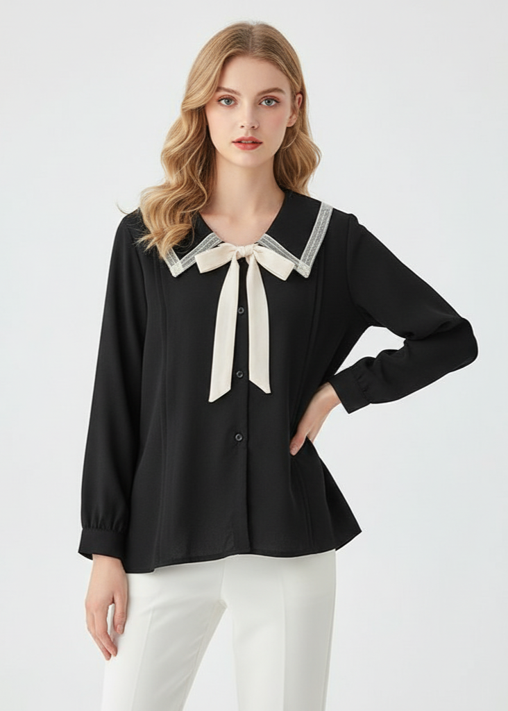Collar Shirt with Bow