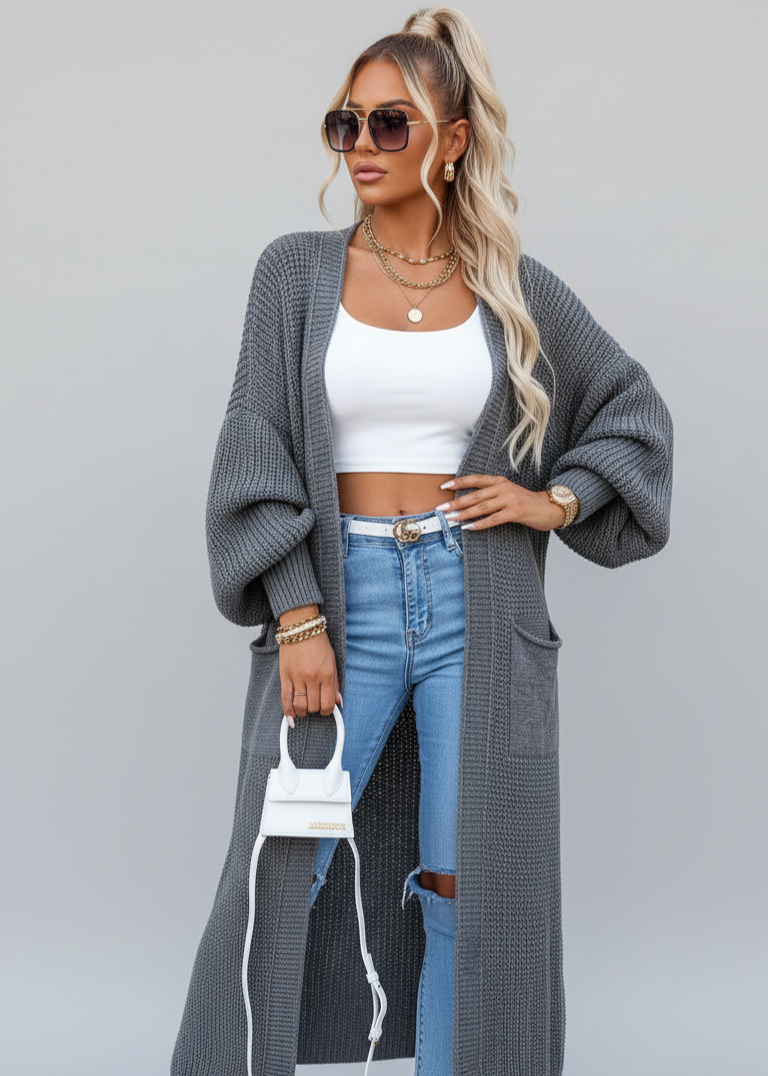 Cozy Knitted Sweater Pocket Cardigan Women's