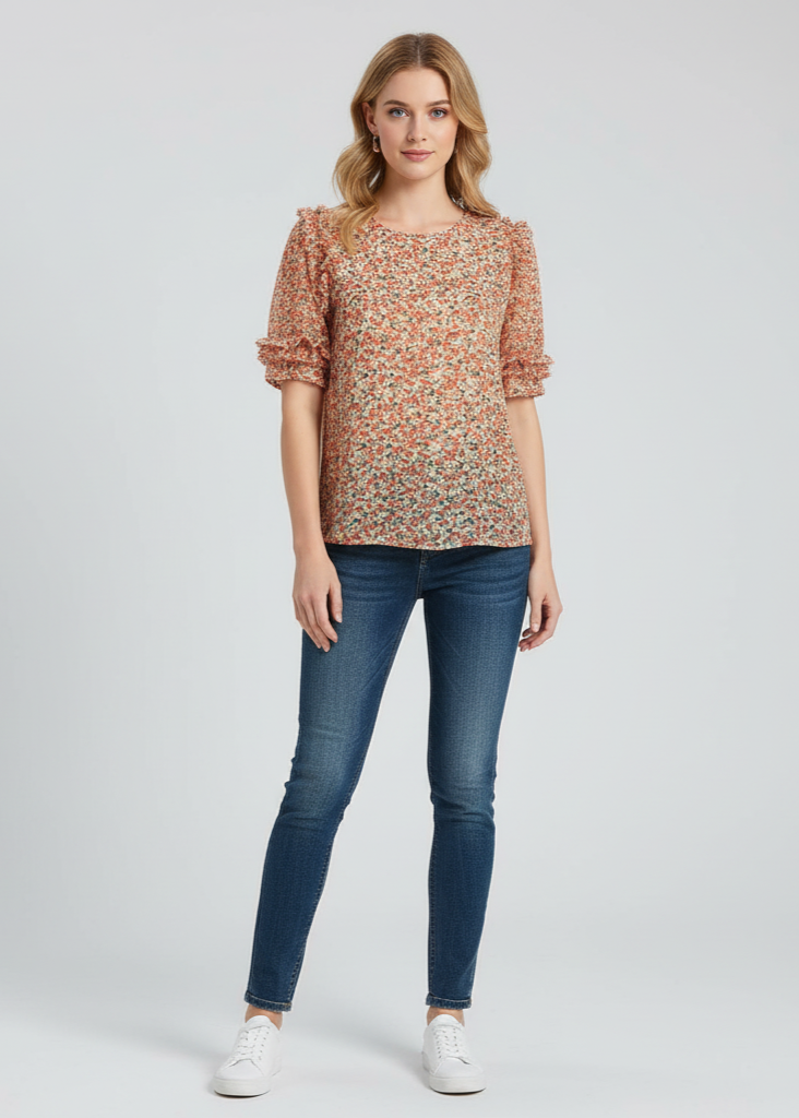 The  Blouse Ditsy Floral Ruffle Sleeve Top