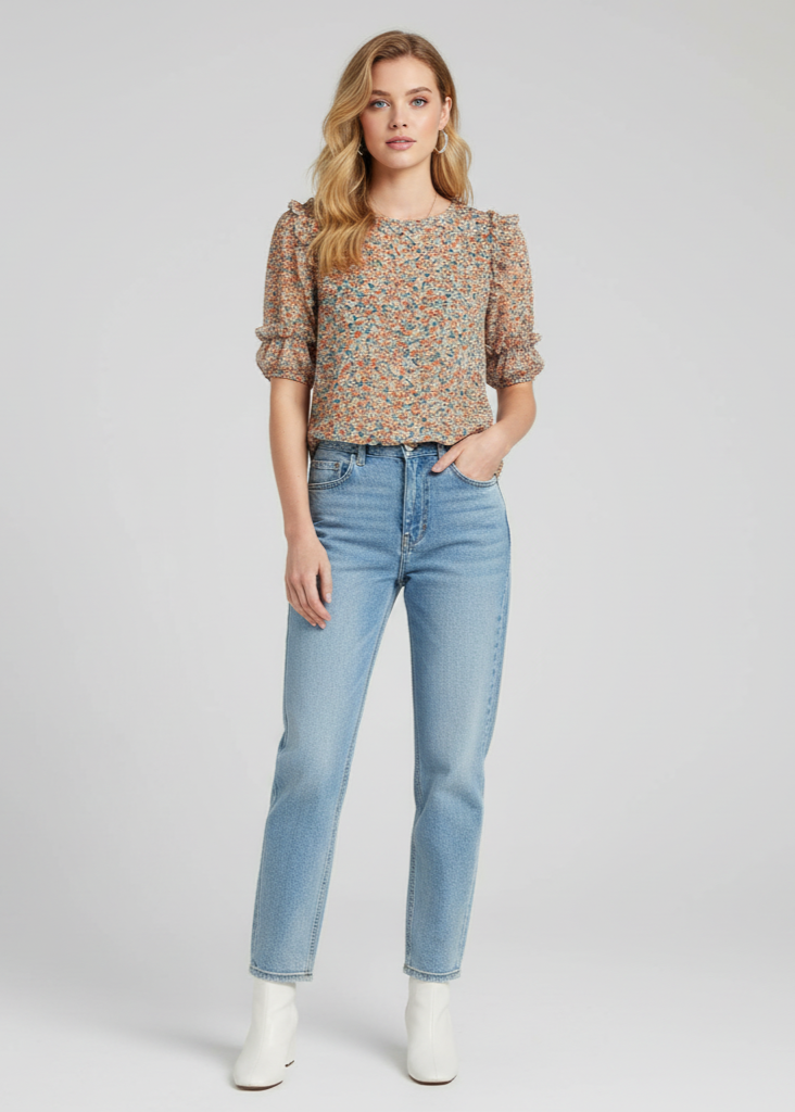 The  Blouse Ditsy Floral Ruffle Sleeve Top