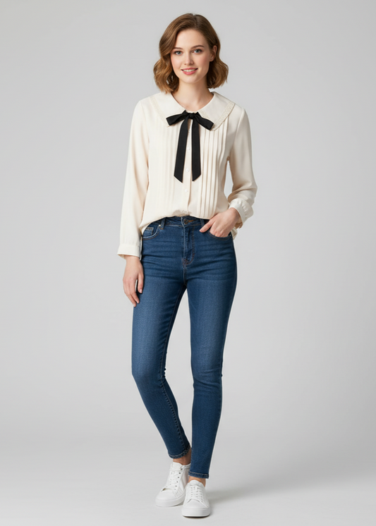 Collar Shirt with Bow
