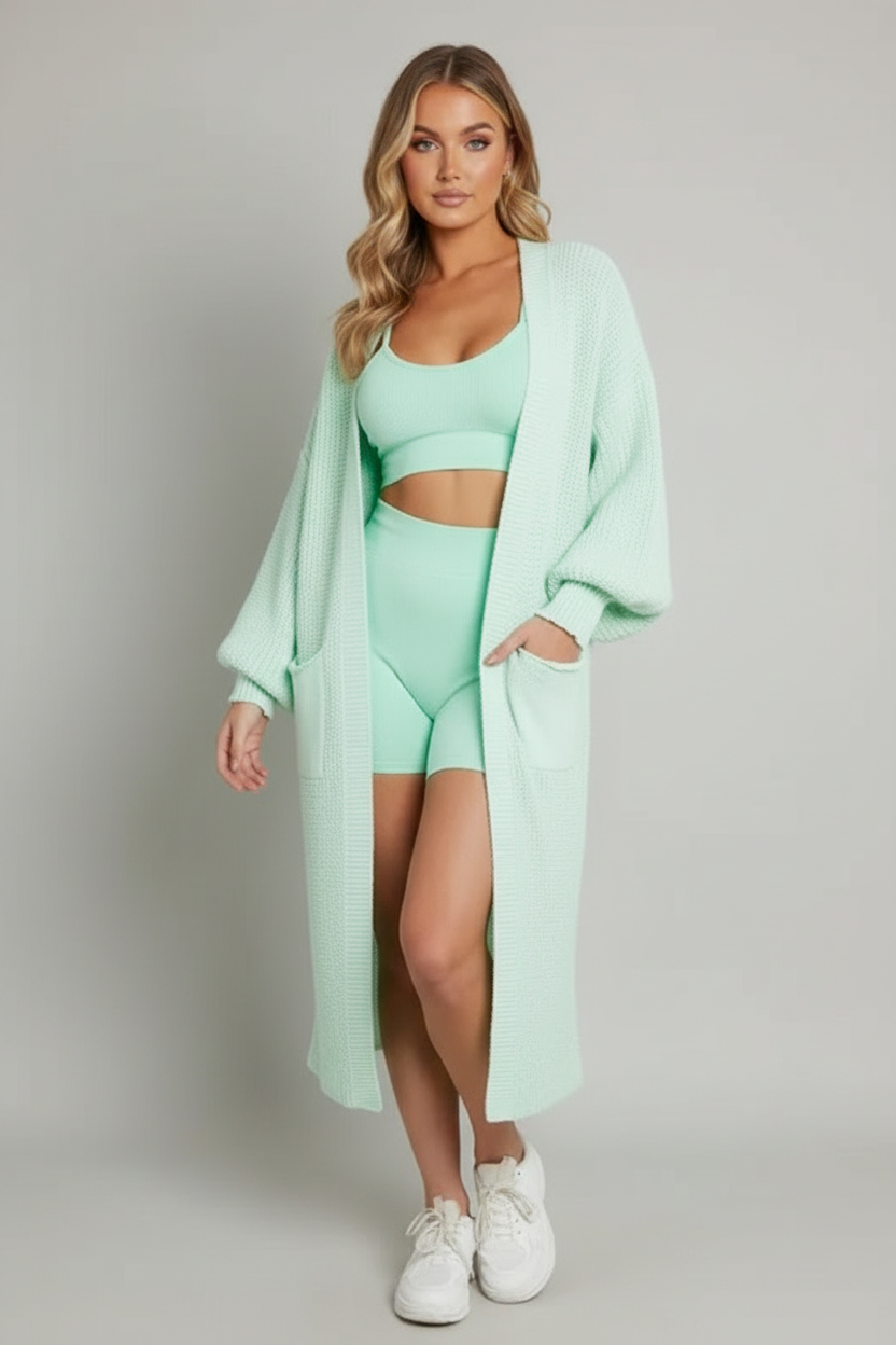 Cozy Knitted Sweater Pocket Cardigan Women's